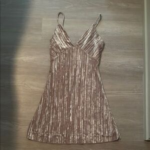 Elegant Brown Pleated Dress